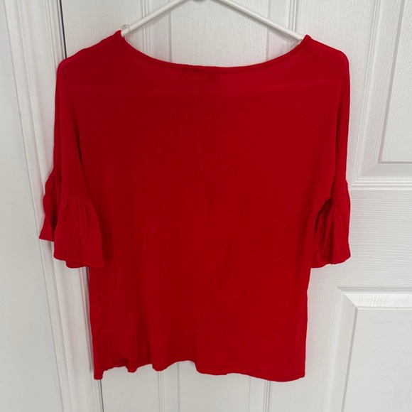Urbanology Red Short-Sleeve Ruffle Tee - Picture 3 of 5